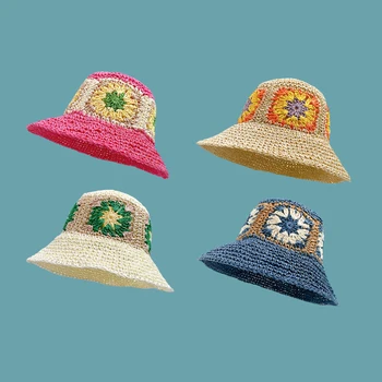 חדש בקוריאה ההגירה בעבודת יד צנורים קש כובע השמש דייג כובע נשים השמש בקיץ צל לנשימה כובע קש גדול גואה
