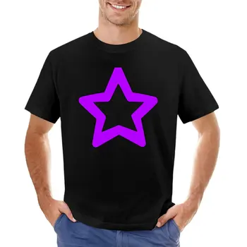 כוכב סגול עם מסגרת שחורה T-Shirt חולצות אדם mens שרוול ארוך חולצות t