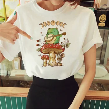 צפרדע חולצת נשים יפניות חולצת טי נקבה אופנת רחוב אנימה בגדים