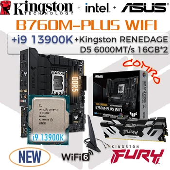 ASUS TUF המשחקים B760M בנוסף D5 לוח אם עם WIFI Intel Core i9-13900K מעבד קינגסטון זעם Renedage DDR5 16GB*2 זיכרון RAM משולבת