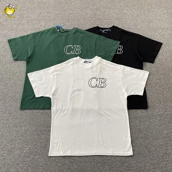 האיכות הטובה ביותר הקיץ CB שרוול קצר טי פשוטה לוגו שטחי כותנה גדולים טופ שחור לבן ירוק קול בקסטון חולצות גברים אישה