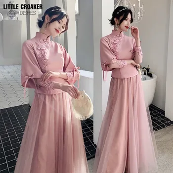 שושבינה שמלה בסגנון סיני Cheongsam זמן 2023 חדש Chinoiserie סגנון אחיות קבוצה טאנג השמלה Xiuhe השמלה שמלת ילדה גדולה