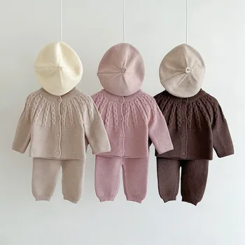 סתיו חורף הילדה בגדים להגדיר 2Pcs לסרוג סוודר + מכנסיים עבור בנות תינוק הנולד בגדים מתנה