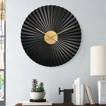 שיפוע הסלון רקע קיר דקורטיבי שעון יצירתי ברזל בצורת מניפה שעון השינה הכניסה עיצוב מודרני