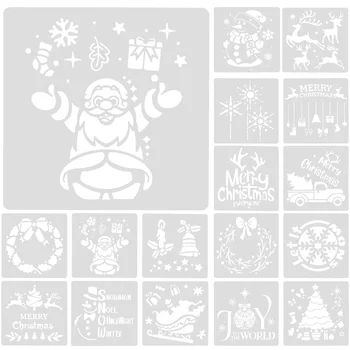 שלג תבניות חג המולד ציור תבנית דקורטיבית ספריי שבלונות ללבוש עמיד הדפסת תבניות קדוש DIY ציור