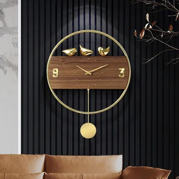 עץ 3D שעון קיר בעיצוב מודרני נורדי קצר קישוט סלון מטבח השעון אמנות חלולה קיר שעון עיצוב הבית 20 אינץ