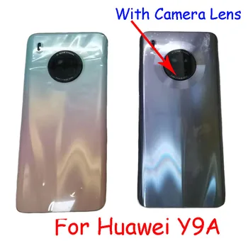 AAAA איכות עבור Huawei Y9A FRL-22 FRL-23 FRL-L22 FRL-L23 הכיסוי האחורי של הסוללה עם עדשת המצלמה במקרה דיור החלפת חלקים