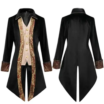 גברים מבוגרים ויקטוריאני של ימי הביניים המעיל פאנק טוקסידו ליל כל הקדושים תחפושות קוספליי מעייל פראק גותי Steampunk תעלה שמלת תלבושת מעיל