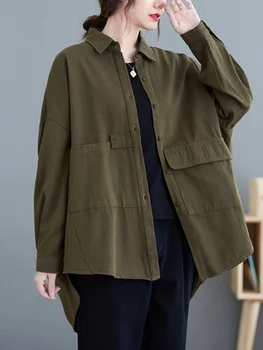 2023 סתיו אביב גברת מעיל צבע מוצק קרדיגן כיסים חופשי שרוול ארוך קוריאנית אופנה מעילים YoyiKammo