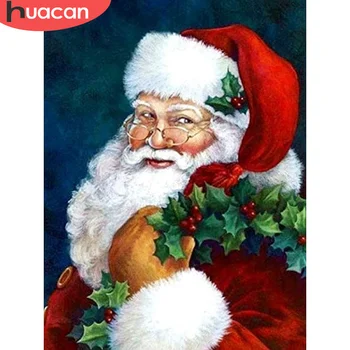 HUACAN יהלום פסיפס סנטה קלאוס לחצות סטיץ ' 5d מלא עגול תרגיל ציור אוסף חדש 2023 חג המולד 30x40cm עיצוב הבית
