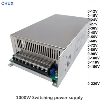 CHUX 1000W מתכוונן אספקת חשמל מיתוג 15V Dc 12V 24V 27V 36V 48v 55v 60v 72v 80v 90v AC 100v LED החלפת ספק כוח