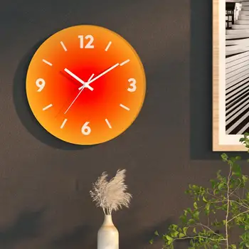 Frameless שעון קיר 12 סנטימטר עגול שעון קיר מודרני פשוט 12 בטריות שעוני קיר עם זכוכית מחוסמת שקט קוורץ