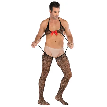 FdfklakSexy פורנו גוף הלבשה תחתונה גברים רשת עור בגד פתח ארוטי תחפושות תלבושת סיסי טייץ Fantasias Femininas Adultas