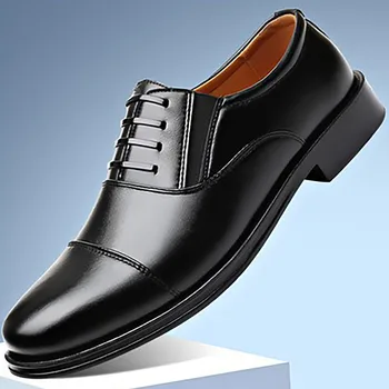 עסקים אוקספורד לגברים נעלי עור גברים עגול הבוהן בריטי נעליים לנשימה תכליתי מזדמן פלטפורמה עסקית נעליים שטוחות
