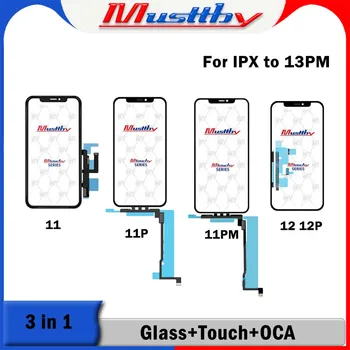 Musttby 5pc החדש אורי מסך מגע זכוכית דיגיטלית חיישן + אוקה דבק+אבק גזה עבור iPhone X XR XS 11 12 Pro מקס תיקון Replacemen