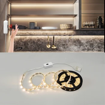 5V USB רצועת LED אורות עם חיישן תנועה היד לטאטא את המנורה הקלטת LED עבור חדר ארון מטבח תאורת רקע תפאורה, תאורה