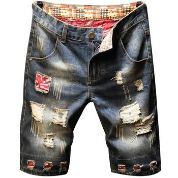 ג 'ינס של גברים קרע קצרים 2023 קיץ אופנה חדשה מזדמן בציר Slim Fit ג' ינס הגברי מותג בגדים