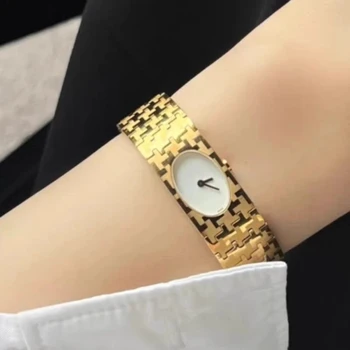 מלבני השעון משובץ פלדת חגורה של ימי הביניים עסקים של גברים ונשים&גבר שעונים שעונים נשים