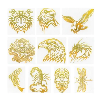 יצירתי נמר נשר דרקון מתכת העברת המדבקה עקרב, דגים, בעלי חיים אוניברסלית פריטים DIY זהב וכסף מדבקה דקורטיבית
