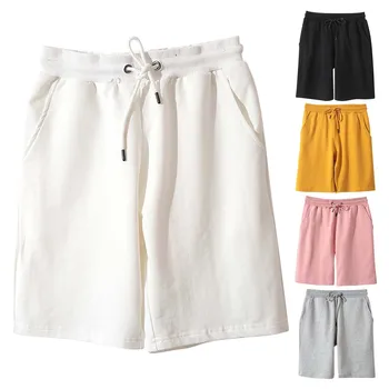 גברים מזדמנים מכנסיים קצרים צבע מוצק אופנה סלים חמש נקודה מכנסיים קצרים חוף מזדמנים מכנסיים קצרים