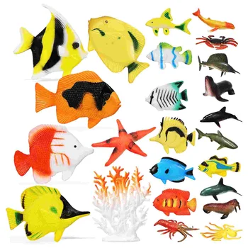 24 יח 'סימולציה נחת מודל החיה צעצוע הים נתוני יצור צעצועים האוקיינוס גאדג' ט חיות מציאותי מיני דגמים.