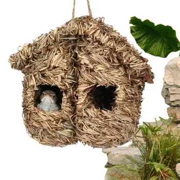 מלאכותי קן ציפורים תלוי הבקיעה גידול כפול עם חור גינה חיצונית עיצוב הבית על דרור ציפורים אביזרים