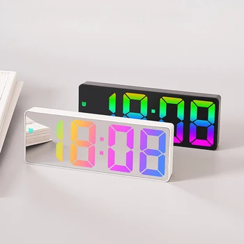 צבעוני דיגיטלי שעון מעורר גופנים Led גדול הדמות אלקטרוני שעון שידת לילה מעורר שעון מעורר הגדרות שעון של שולחן