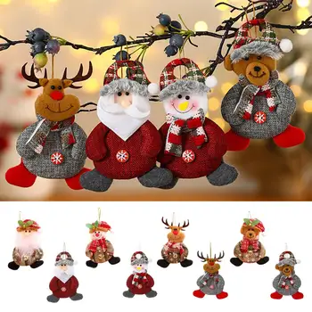 2023 עץ חג המולד תליון קטיפה קישוטים סנטה קלאוס, איש שלג ואייל קישוטים הביתה חג המולד Elfkids מתנת חג K5a7