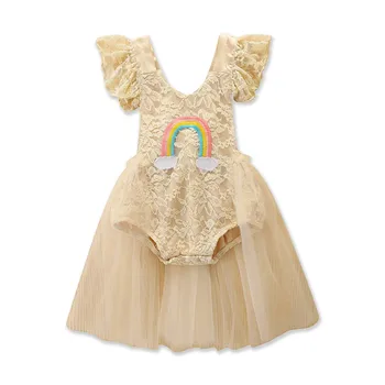 הקיץ הרך הנולד התינוק בנות תחרה רומפר שמלת אופנה בגדי תינוק