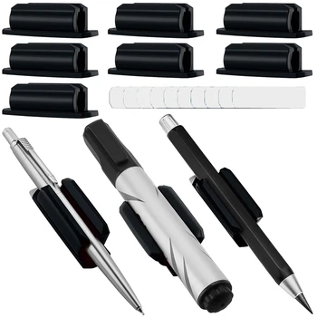 10PCS מחזיק עט על השולחן ומשטחים אחרים עם תוספת של 10 להדביק רפידות מחזיק עט דבק סיליקון מחזיק עט שחור