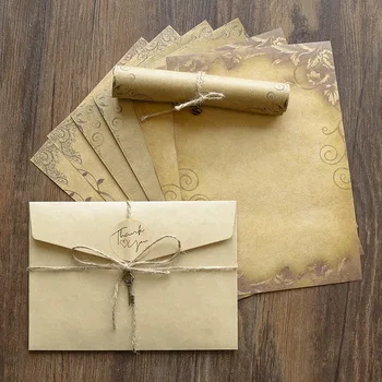 בציר קראפט המעטפה נייר המכתבים להגדיר עבור וידויי אהבה החג אירוע אביזרים מתנה חוט מתכת אביזרים מדבקה