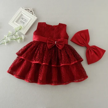 התינוק שמלת ילדה הרך הנולד בגדים אדומים שמלות לנשף נסיכת 1 שנה ילדת יום ההולדת בתלבושת 6 חודשים היילוד טבילה טבילה לבן