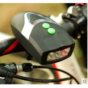 אוניברסלי 2 ב 1 לבן האופניים הקדמי אור הראש רכיבה על אופניים מנורה + אלקטרוני בל קרן מהחוטם סירנה עמיד למים אופניים אביזרים
