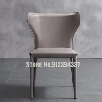 אוכף עור האוכל הכיסא בבית מודרני מינימליסטי אור יוקרה נורדי כיסא האוכל האיטלקי מינימליסטי הכיסא מעצב