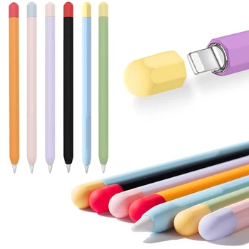 אופנה רך עט סיליקון מקרה מגן צבע ממתקים אבק הוכחה Slip שאינם Stylus החוד כיסוי עבור Apple העיפרון 1 דור 2