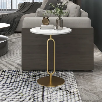 נורדי בסלון שולחן קפה רגליים מתכת עגול אביזרים מינימליסטי שולחן השיש הלבן Muebles ספה מגש ריהוט מודרני