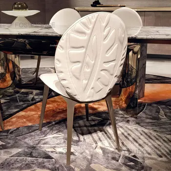 נורדי עור מעצב סלון כסאות נירוסטה האוכל כיסא מטבח איטלקי פנאי ספה כסא ריהוט הבית
