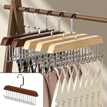 קולבי עץ 8 ווים רב תכליתי לחיסכון במקום החגורה ארגונית יכול לתלות את התחתונים ווסטים ועניבות חזייה הבית דברים המלתחה