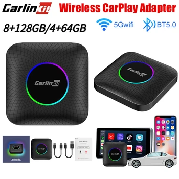 Carlinkit CarPlay אנדרואיד אוטומטי מתאם אלחוטי Ai קופסת אנדרואיד 13 פלוס QCM6125 8 ליבות Bluetooth WiFi עבור פולקסווגן אאודי קיה פיאט