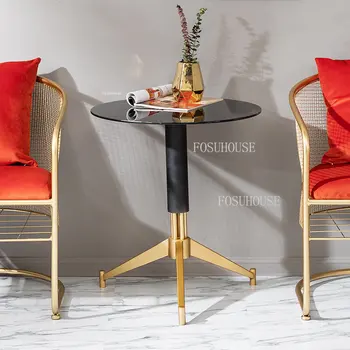 נורדי ספה שולחן צד פאר מודרני ברזל יצוק בצד ארון דירה קטנה הרהיטים בסלון שולחן קפה זכוכית מחוסמת