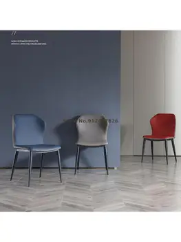 מודרני מינימליסטי מעצב ברזל עור האוכל הכיסא הביתה נורדי מסעדה איטלקית מינימליסטי משענת רכה התיק נטו כיסא אדום