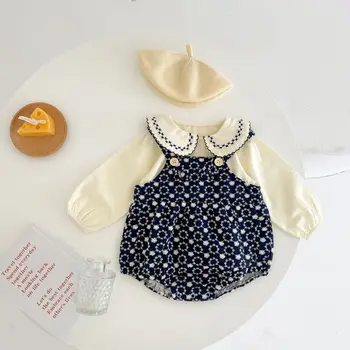 0-3 שנים תינוק בן סרבל האביב קוריאני כותנה רומפר ילדה בגד גוף עם שרוולים ארוכים טיפוס חליפת תינוק חדש נולד פריטים