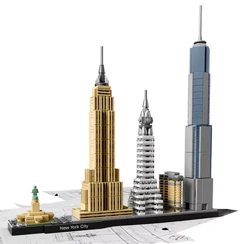 ניו יורק אדריכלות קו הרקיע אבני הבניין להגדיר מגדל סממן לבנים בעיר Street View להרכבת צעצועים לילדים מתנות