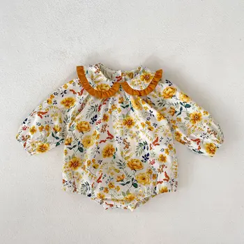 Angoubebe 555S141 בנות תינוק 0-2 שנים פרחוני החולצה משולבת שמלה קצרה בקבוצות