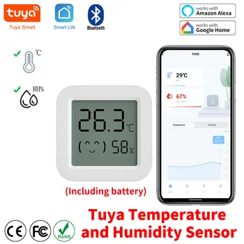 Tuya טמפרטורה חיישן הלחות Mini LCD תצוגה דיגיטלית תואמת Bluetooth יישום שליטה מרחוק מד לחות