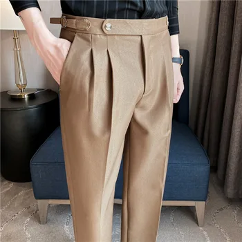 2023 האופנה Slim Fit רשמי Mens מכנסיים סתיו חורף באיכות גבוהה מותג עסקי מזדמן שחור כחול למתוח מכנסיים ארוכים 29-36