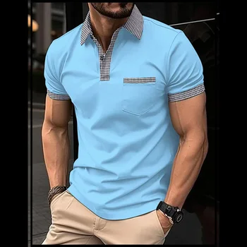 2023 הקיץ החדש של גברים מזדמנים עם שרוולים קצרים חולצת פולו האופנה משרד דש חולצת הטריקו של גברים לנשימה חולצת פולו בגדי גברים