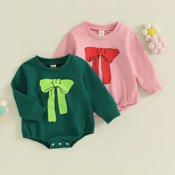 תינוקת בגדים אביב סתיו כותנה האופנה הילדה Romper Playsuit היילוד ילדה תינוק חמוד קשת הדפסה סרבלים