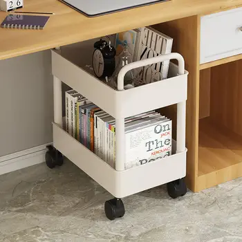 קטן עגלת אחסון מדף רצפת המטבח Multi-layer אחסון העגלה נייד חטיפים שתיה אחסון מדף אמבטיה חדר השינה מדף הספרים