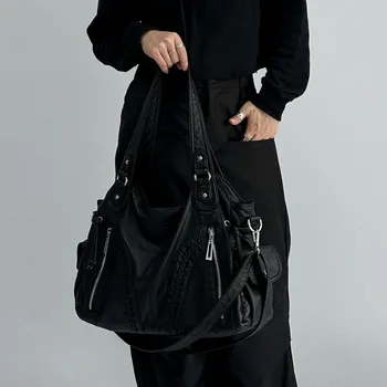 MBTI שחור נשים בציר תיק Y2k גותית אופנה פאנק Mens אופנוע תיק כתף היפ הופ קיבולת גדולה מזדמן חדש תיק